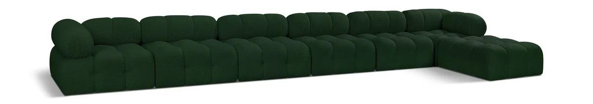 Ames - 7 Piece Boucle Fabric Modular L-Shaped Sectional - Green