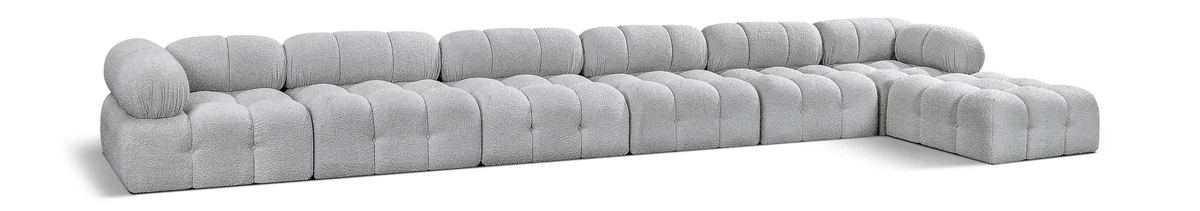 Ames - 7 Piece Boucle Fabric Modular L-Shaped Sectional - Gray