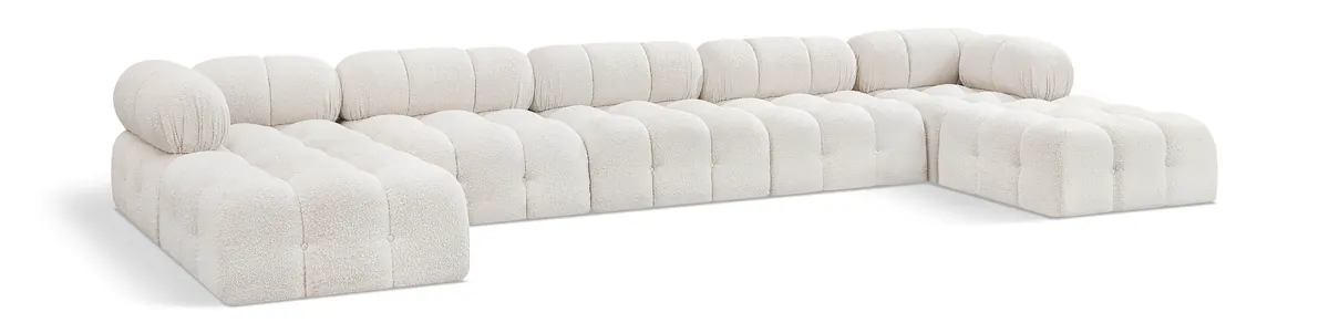 Ames - 7 Piece Fabric Modular U-Shaped Sectional - Cream