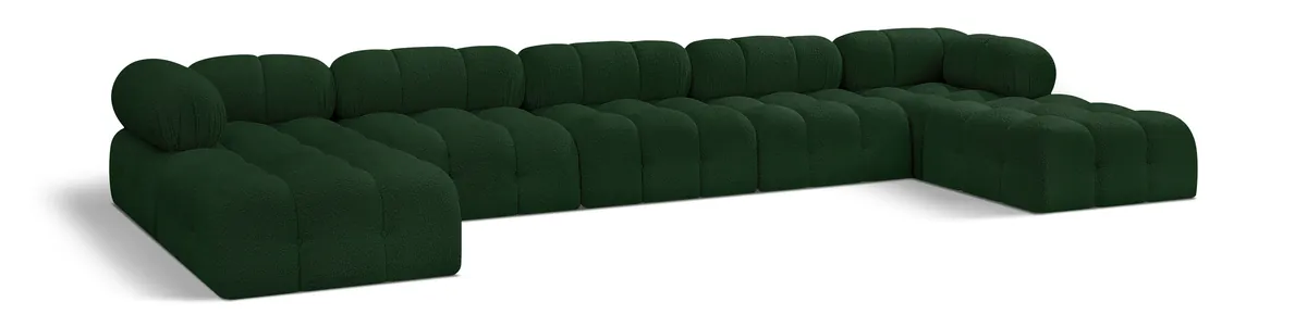 Ames - 7 Piece Fabric Modular U-Shaped Sectional - Green