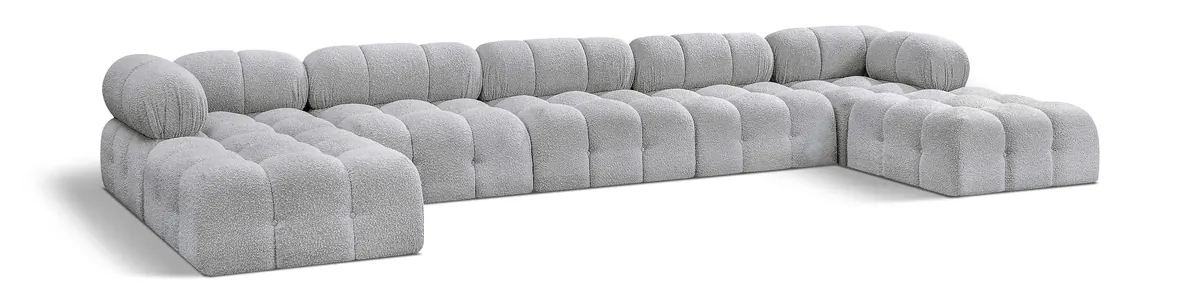 Ames - 7 Piece Fabric Modular U-Shaped Sectional - Gray