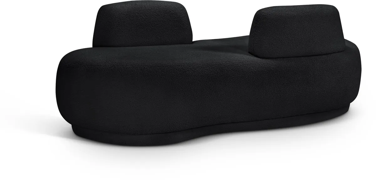 Argyle - Teddy Fabric Chaise / Loveseat - Black