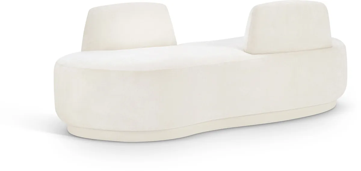 Argyle - Chenille Fabric Chaise / Loveseat - Cream