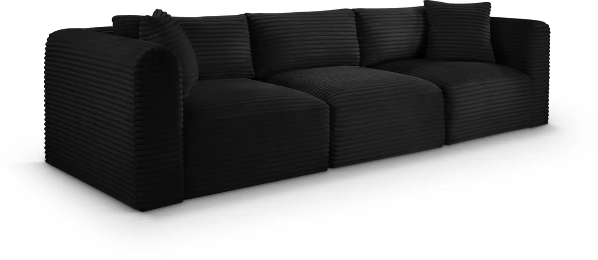 Shaggy - 3 Seat Modular Sofa - Black