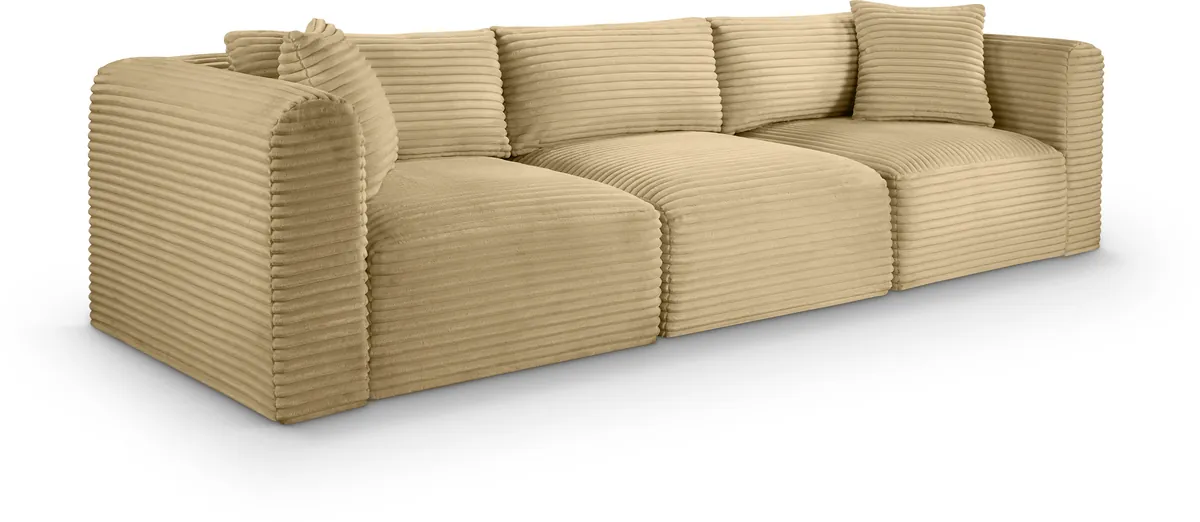 Shaggy - 3 Seat Modular Sofa - Camel