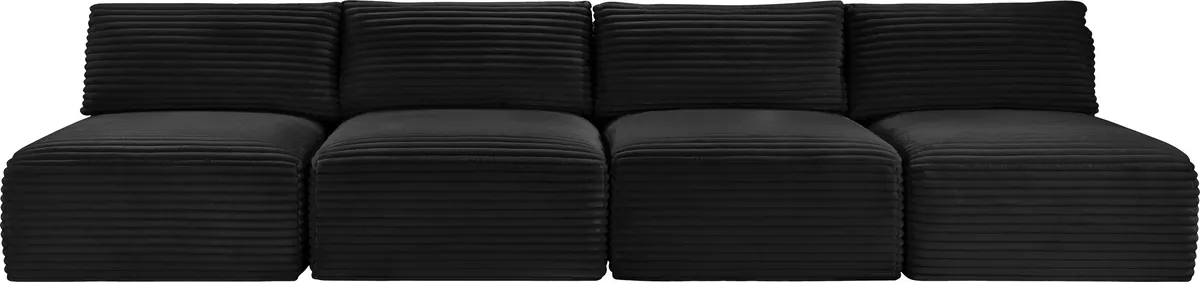 Shaggy - 4 Seat Modular Armless Sofa - Black