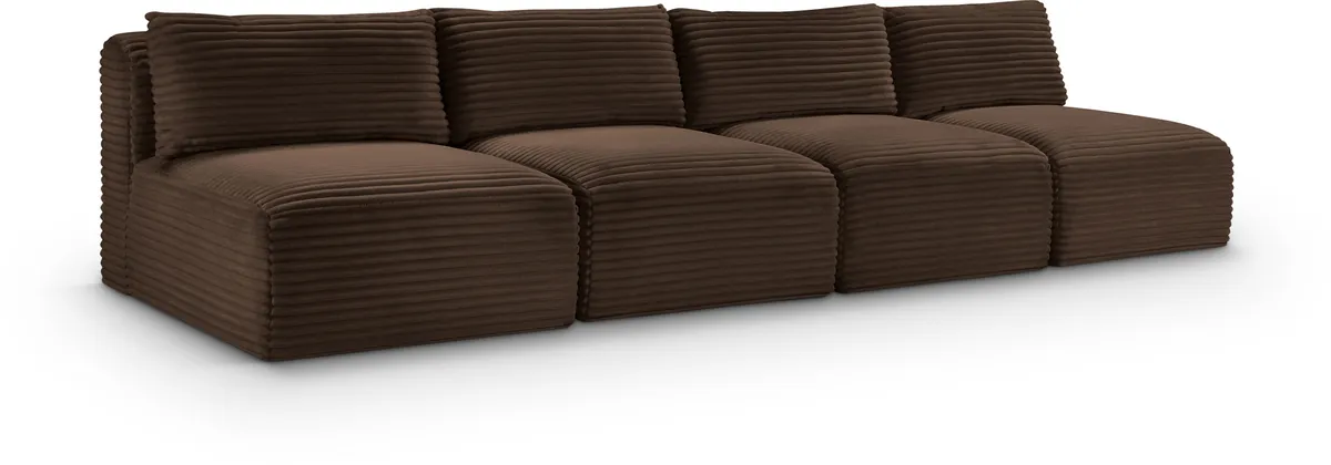 Shaggy - 4 Seat Modular Armless Sofa - Brown