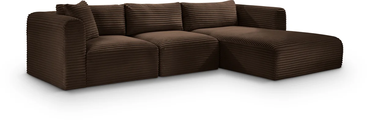 Shaggy - 3 Piece Modular Sectional - Brown