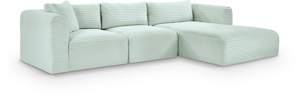 Shaggy - 3 Piece Modular Sectional - Mint
