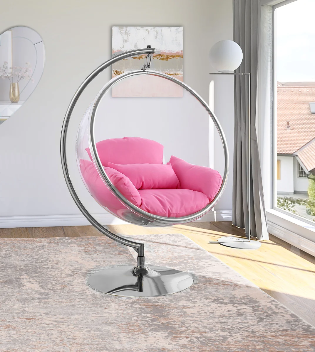 Luna - Swing Chair - Pink - Fabric - View 2