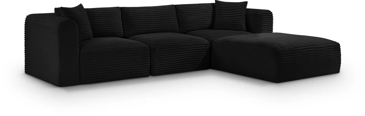 Shaggy - 4 Piece Modular Sectional - Black