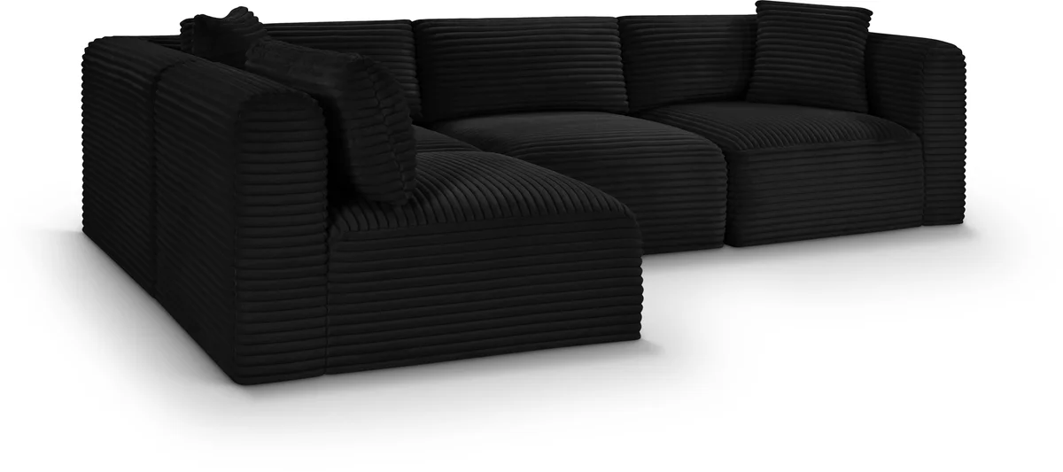 Shaggy - 4 Piece Modular Corner Sectional - Black
