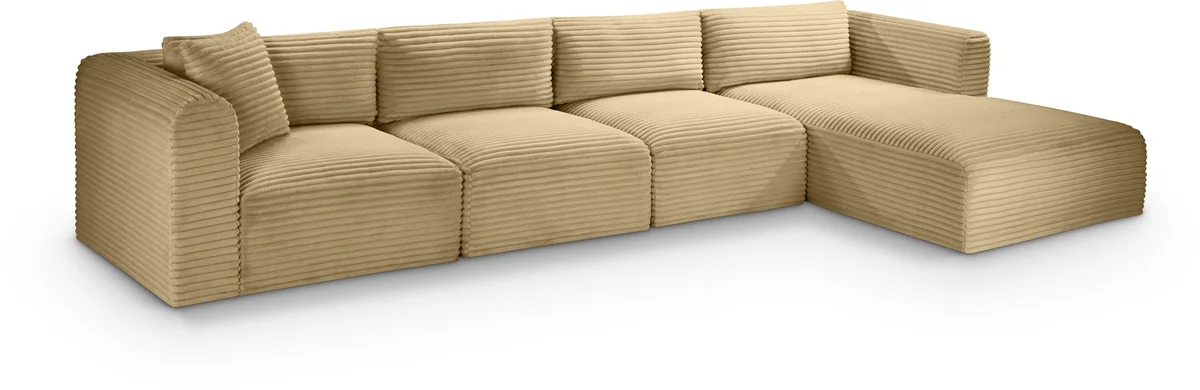 Shaggy - 4 Piece Modular Sectional With Chaise - Camel
