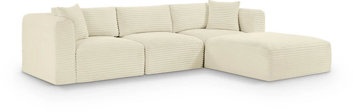 Shaggy - 4 Piece Modular Sectional - Cream