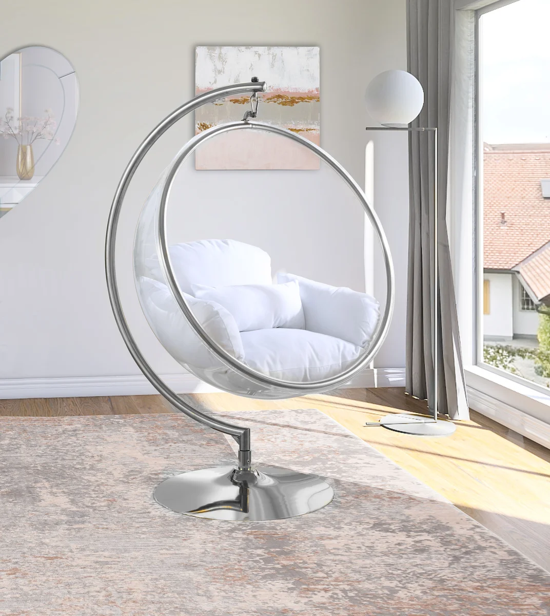 Luna - Swing Chair - White - Fabric - View 2