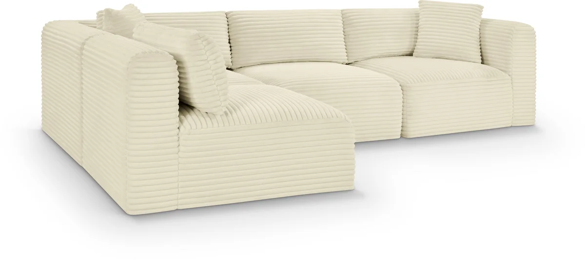 Shaggy - 4 Piece Modular Corner Sectional - Cream