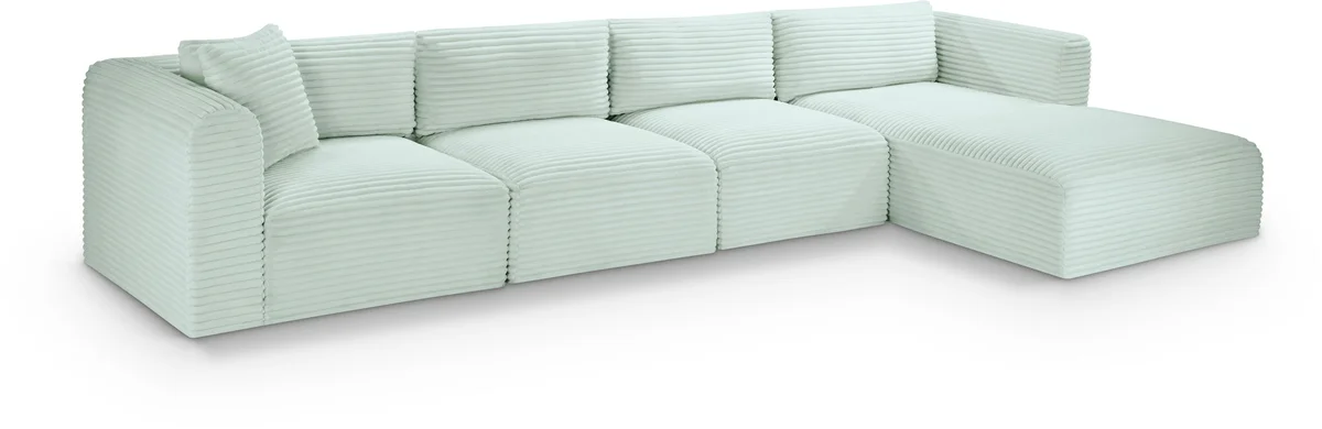 Shaggy - 4 Piece Modular Sectional With Chaise - Mint