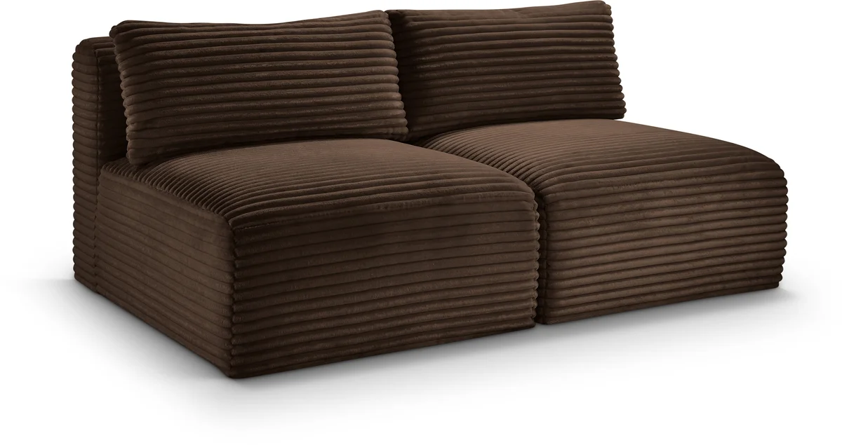 Shaggy - 2 Seat Modular Armless Sofa - Brown