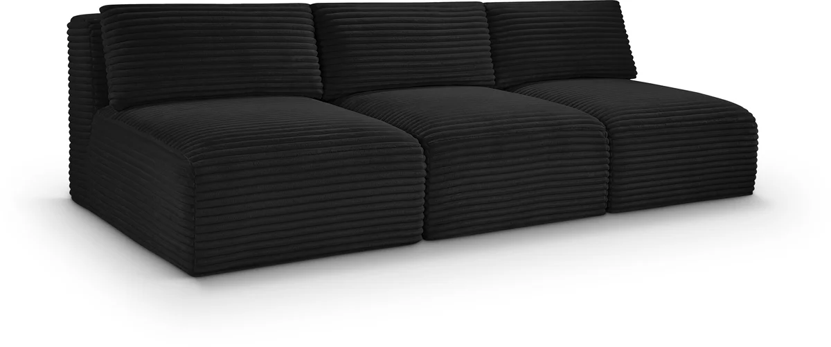 Shaggy - 3 Seat Modular Armless Sofa - Black