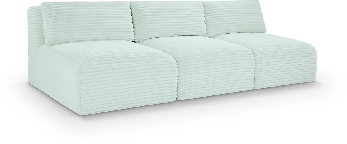 Shaggy - 3 Seat Modular Armless Sofa - Mint