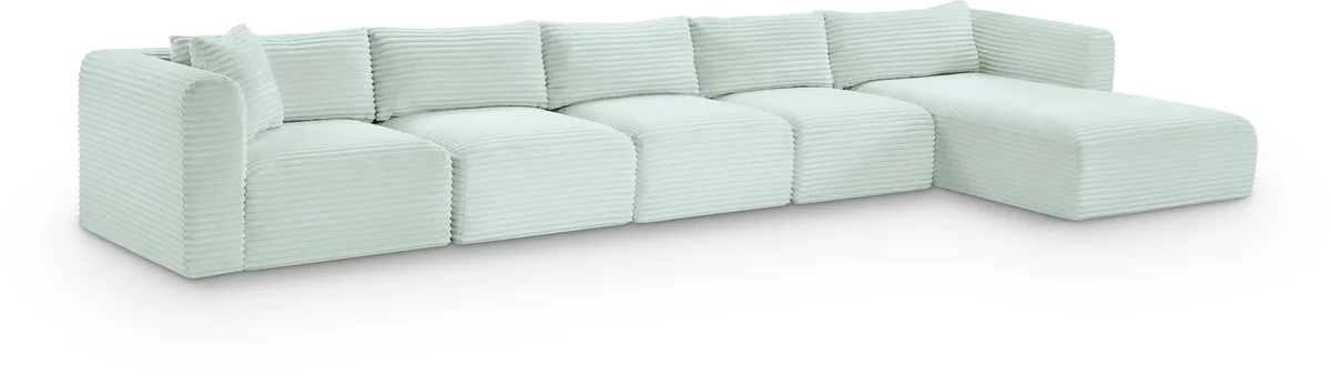 Shaggy - 5 Piece Modular Sectional With Chaise - Mint