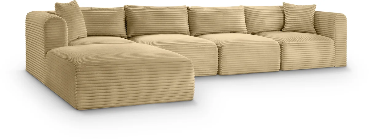 Shaggy - 5 Piece Modular Sectional With Ottoman - Camel