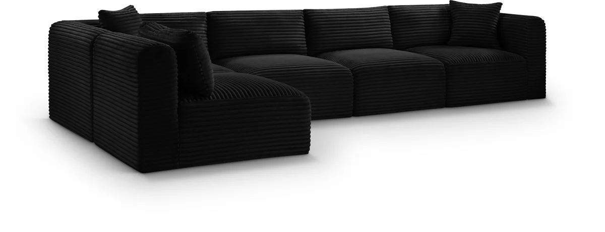 Shaggy - 5 Piece Modular Sectional - Black