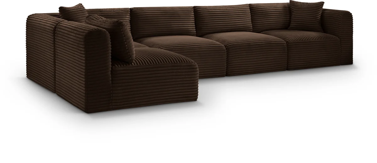 Shaggy - 5 Piece Modular Sectional - Brown