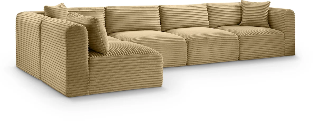 Shaggy - 5 Piece Modular Sectional - Camel