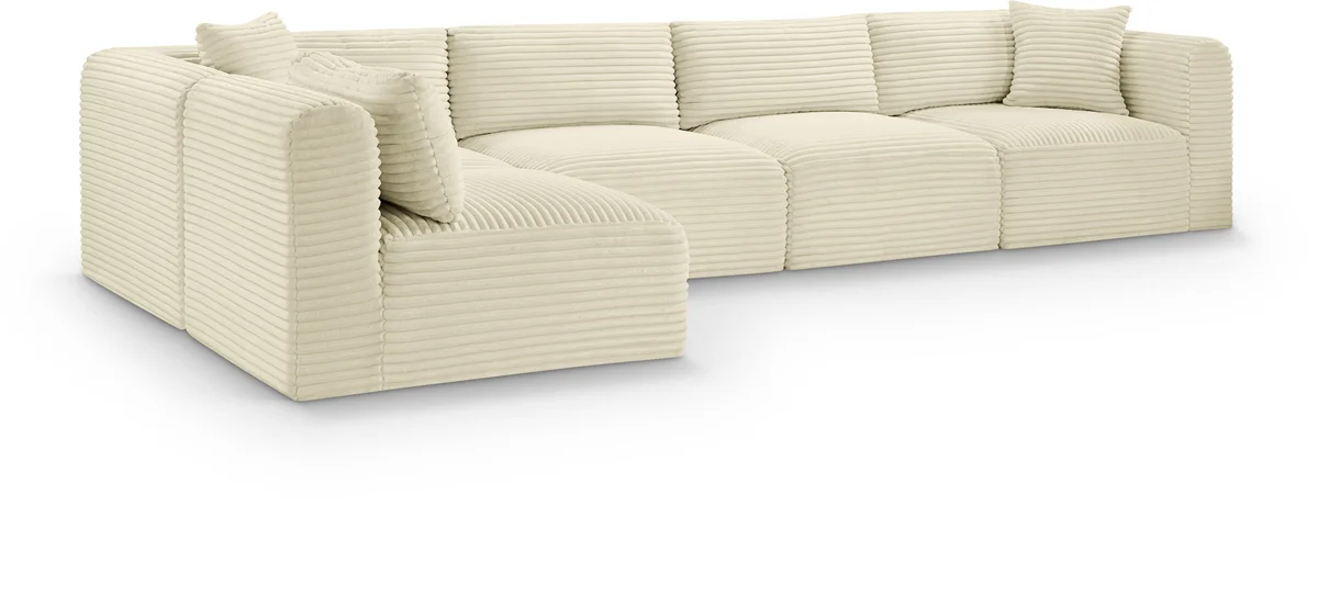 Shaggy - 5 Piece Modular Sectional - Cream