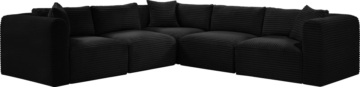 Shaggy - 5 Piece Modular Corner Sectional - Black - View 2