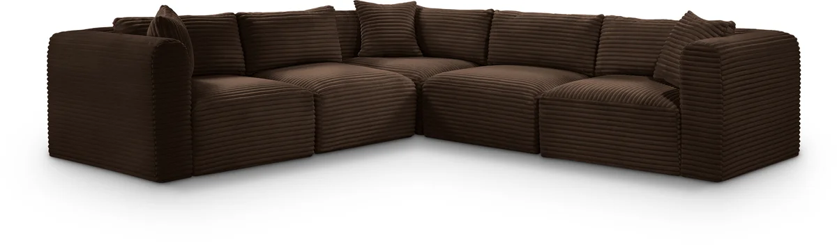 Shaggy - 5 Piece Modular Corner Sectional - Brown
