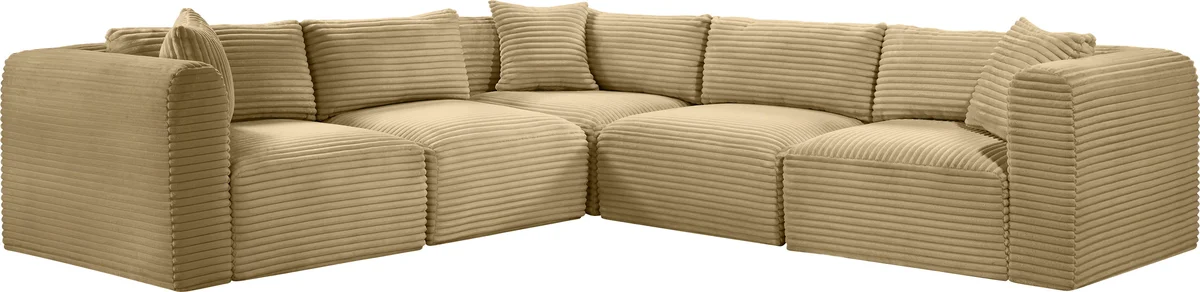 Shaggy - 5 Piece Modular Corner Sectional - Camel - View 2