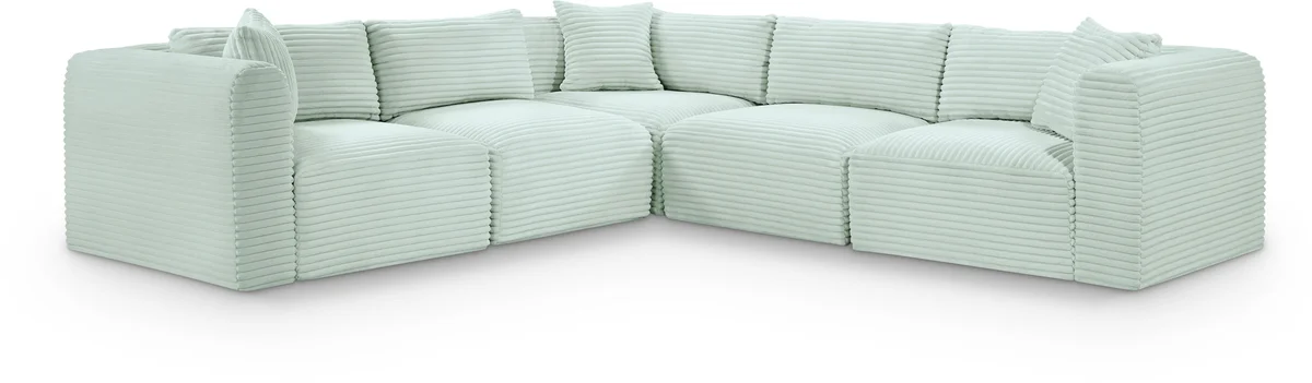 Shaggy - 5 Piece Modular Corner Sectional - Mint
