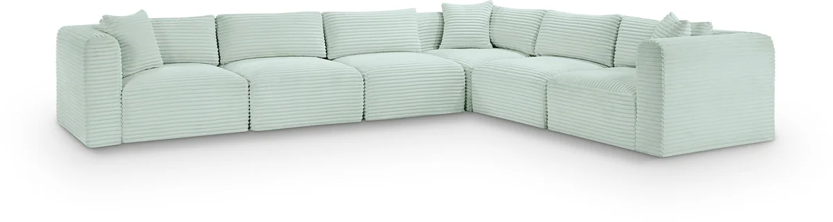 Shaggy - 6 Piece Modular Corner Sectional - Mint