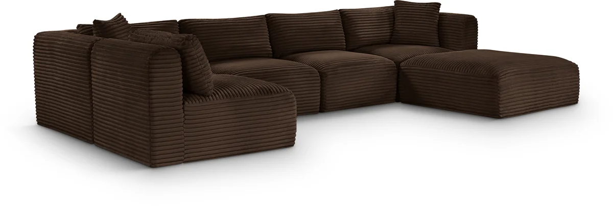 Shaggy - 6 Piece Modular U-Shaped Sectional - Brown