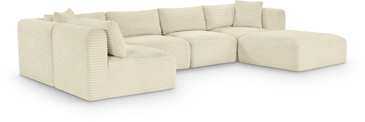 Shaggy - 6 Piece Modular U-Shaped Sectional - Cream