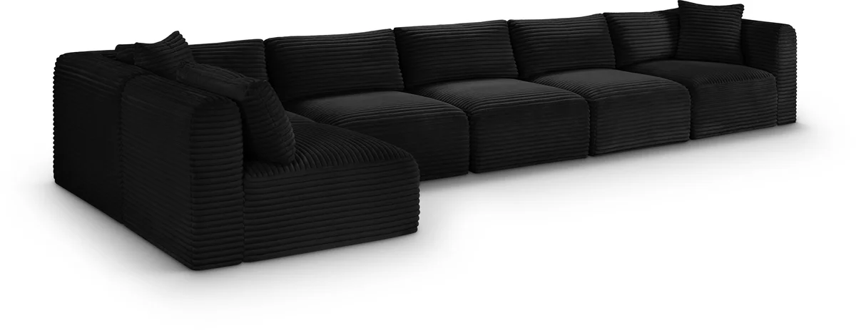 Shaggy - 6 Piece Modular Sectional - Black