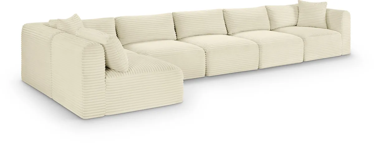 Shaggy - 6 Piece Modular Sectional - Cream