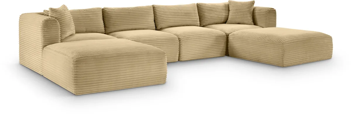 Shaggy - 6 Piece Modular Sectional With 2 Ottomans - Camel