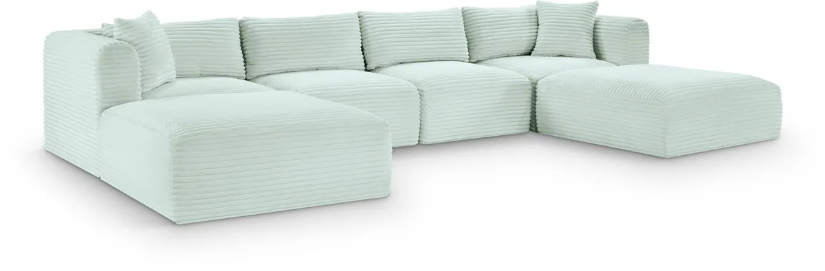 Shaggy - 6 Piece Modular Sectional With 2 Ottomans - Mint