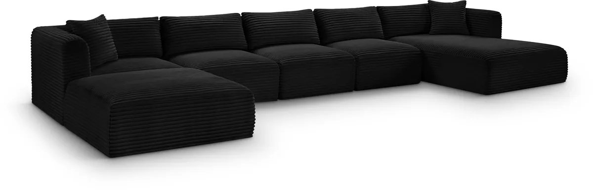Shaggy - 6 Piece Modular Sectional With Chaise And Ottoman - Black