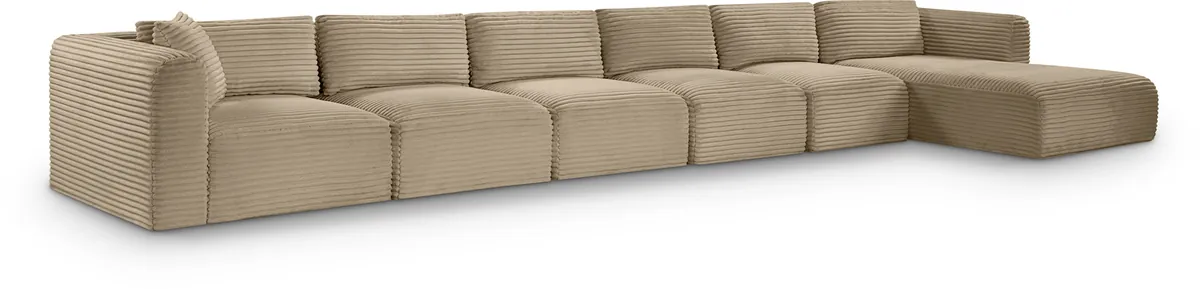 Shaggy - 6 Piece Modular Sectional With Chaise - Taupe