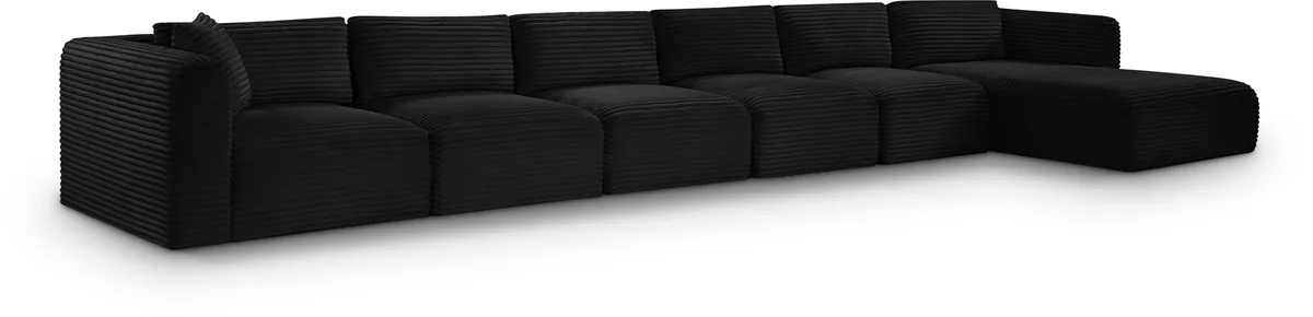 Shaggy - 6 Piece Modular Sectional With Chaise - Black