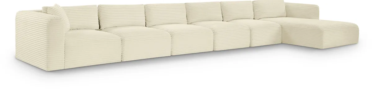 Shaggy - 6 Piece Modular Sectional With Chaise - Cream