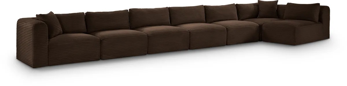Shaggy - 7 Piece Modular Sectional - Brown