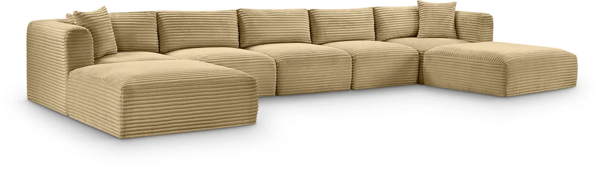 Shaggy - 7 Piece Modular Sectional With 2 Ottomans - Camel