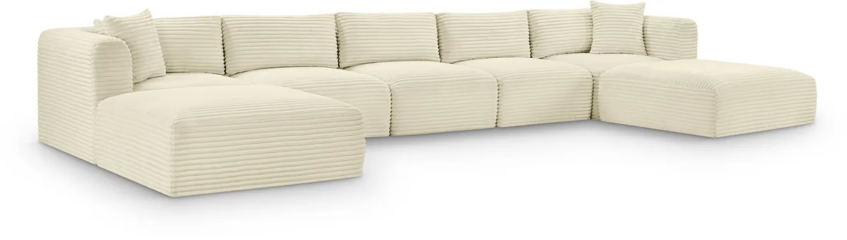 Shaggy - 7 Piece Modular Sectional With 2 Ottomans - Cream