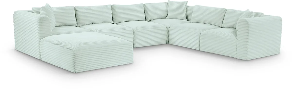 Shaggy - 7 Piece Modular U-Shaped Sectional With Ottoman - Mint
