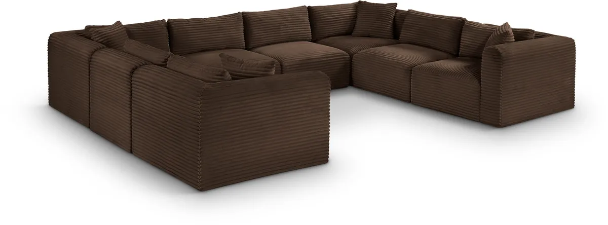 Shaggy - 8 Piece Modular U-Shaped Sectional - Brown